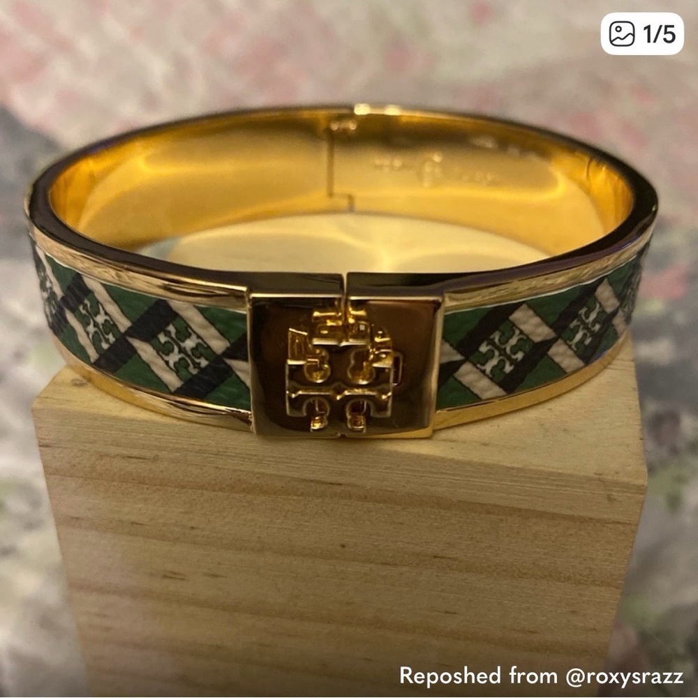 Tory Burch Gold and Patterned Bracelet